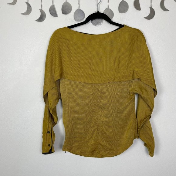 Palmer// Harding Woman's Sz 4/6 Golden‎ Yellow Slash Ruched Blouse Navy - Picture 12 of 12